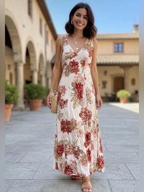 Paper Heart Linen Blend Floral
Maxi Dress size XS.